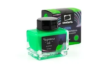 Чернила для рисования и каллиграфии 15мл неоновые зеленые, Малевичъ