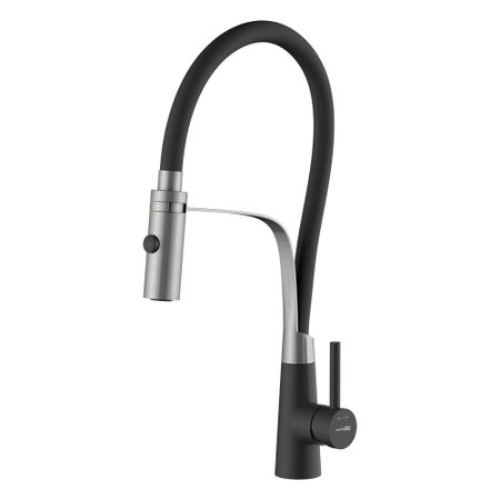 Смеситель для кухни WasserKraft никель/черный с гибким изливом однорычажный (A8417)