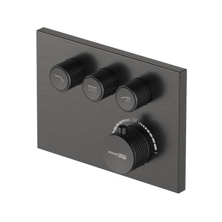 Смеситель для душа встраиваемый WasserKraft Wiese термостатический с переключателем без лейки оружейная сталь (8458 Thermo)