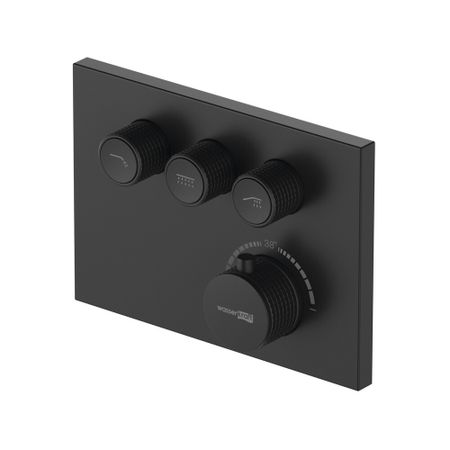 Смеситель для душа встраиваемый WasserKraft Elbe термостатический с переключателем без лейки черный (7458 Thermo)