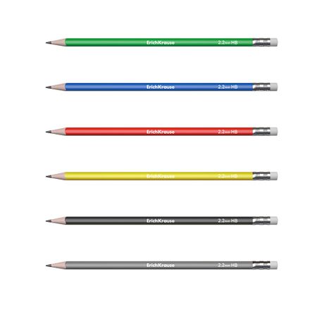 Чернографитный карандаш Erich Krause HB, с ластиком, в ассортименте