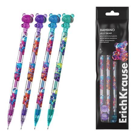 Набор из механических карандашей Erich Krause Bambino Jelly Bear 0,7 мм, НВ, 4 шт галина дмитриевна гончарова устинья предназначение