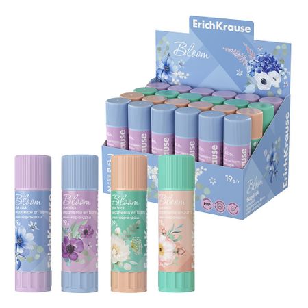 Клей-карандаш Erich Krause EasyStick Jolly Pastel Bloom, 19 г, в ассортименте