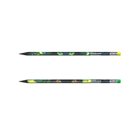 Чернографитный карандаш Erich Krause Garden Pet, трёхгранный, HB, с ластиком, в ассортименте