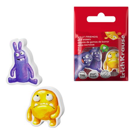 Набор из 2 ластиков Erich Krause Jolly Friends пластилин 12 ов 216г jolly friends erich krause