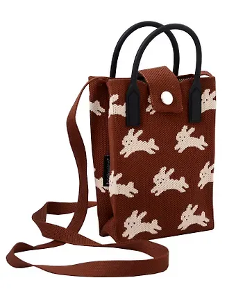 Сумочка вязаная с застежкой Кролики (12х18х6) (текстиль) (12-Yiheng-0607)