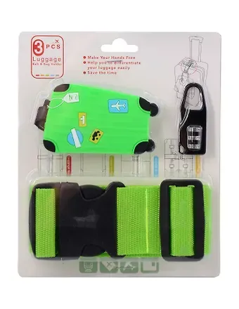 Travel набор Бирка, замочек и ремень для багажа (зеленый) (12-travel22-B3)