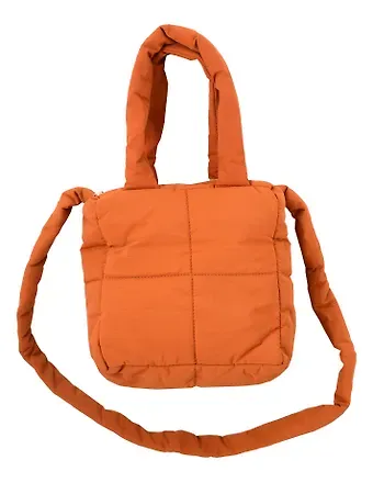 Сумочка дутая коричневая (текстиль) (20х20) (12-Jigi-2)