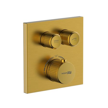 Смеситель для душа встраиваемый WasserKraft Aisch термостатический с переключателем без лейки золото (5548 Thermo)