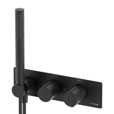 Смеситель для душа встраиваемый WasserKraft Elbe термостатический с переключателем с лейкой черный (7488 Thermo)
