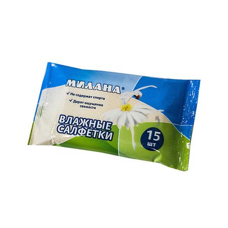 Салфетки для тела МИЛАНА Освежающие влажные салфетки  15 шт. влажные салфетки diva salfeti family 30 шт