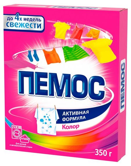 Порошок стиральный для цветного белья Пемос Активная Формула Колор, 350 г