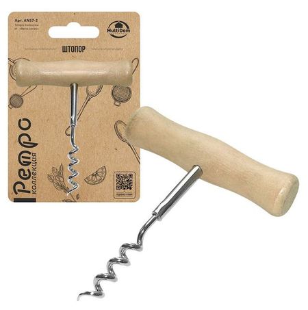 Штопор Мультидом Ретро, 10х9 см ольга ивановна азова чтение с увлечением часть 4 читаем словосочетания предложения и тексты рабочая тетрадь для   5 7