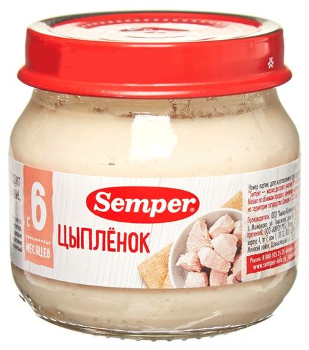 Пюре мясное Semper Цыпленок с 6 мес., 80 г рут ярон суперпитание для вашего малыша
