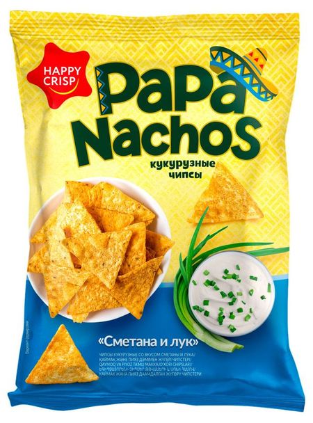 Чипсы кукурузные Papa Nachos сметана лук, 75 г