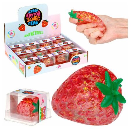 Игрушка-антистерсс 1TOY Крутой замес cупергель Клубника, 5,5х5,5 см