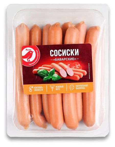 Сосиски АШАН Красная птица Баварские, 370 г григорий бенционович остер середина сосиски