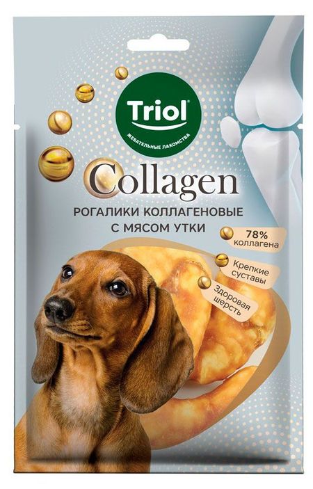 Лакомство для собак Triol Collagen Рогалик с мясом утки, 90 г
