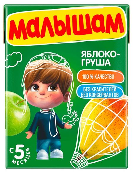 Нектар яблочно-грушевый Малышам с 5 месяцев, 200 мл