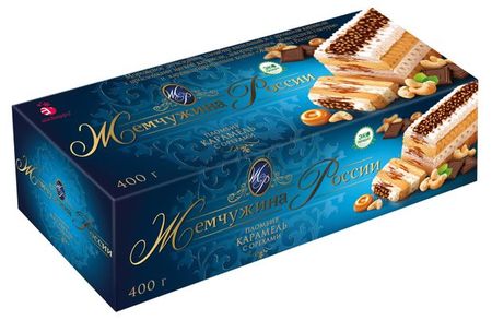 Торт-мороженое рулет молочный Жемчужина России Пломбир карамель с орехами, 400 г