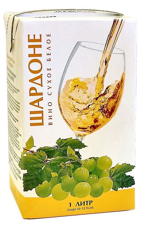 Вино Юровский Шардоне белое сухое Россия,1 л