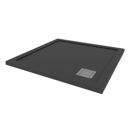 Поддон Ulitka Volna литьевой мрамор 100х100х3,5 см квадрат черный низкий (74104134)