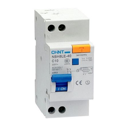 Автомат дифференциальный Chint NBH8LE-40 10А 1P+N тип AC 30 мА 4,5 кА (206061)