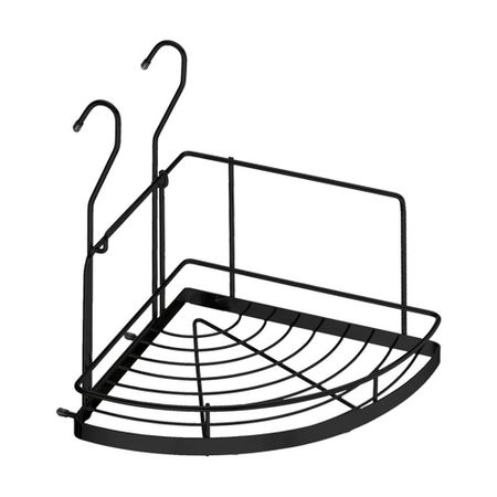 Полка на рейлинг угловая малая 230х230х145 мм черная матовая (YJ-G301A BL)