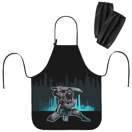 Набор для творчества ЮНЛАНДИЯ Фартук с нарукавниками для уроков труда Black Ninja водонепроницаемый фартук lkqbbsz