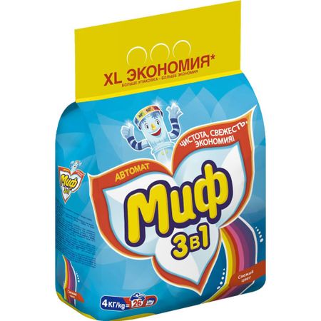 Стиральный порошок Миф 3в1 Свежий цвет автомат 4 кг