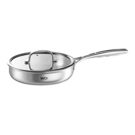 Сковорода со стеклянной крышкой WO Home Verona 24х5,5 см, сталь нержавеющая