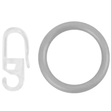 Кольцо с крючком пластик D1.6/1.9 см цвет серый 10 шт.