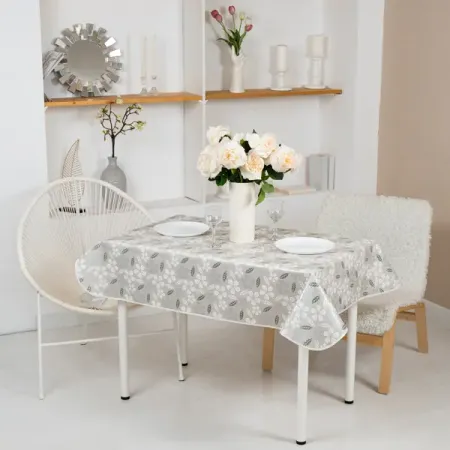 Скатерть Лепестки 135x160 см цвет серый
