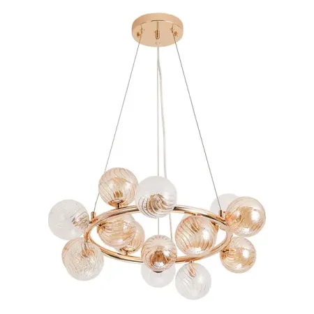 Люстра подвесная Etereo 15 ламп 25 м² цвет золото sandyha круглая стеклянная люстра led