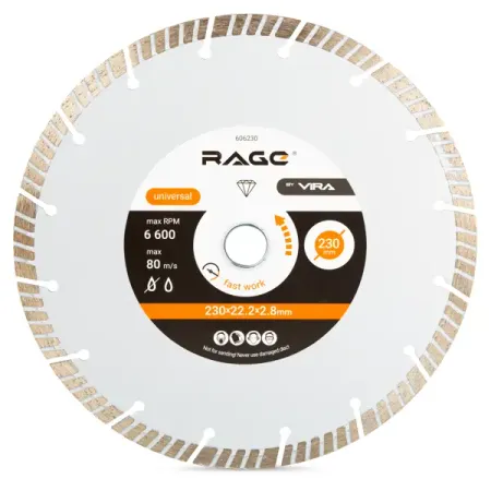 Диск алмазный по бетону Rage 606230 турбо 230x22.2x2.8 мм