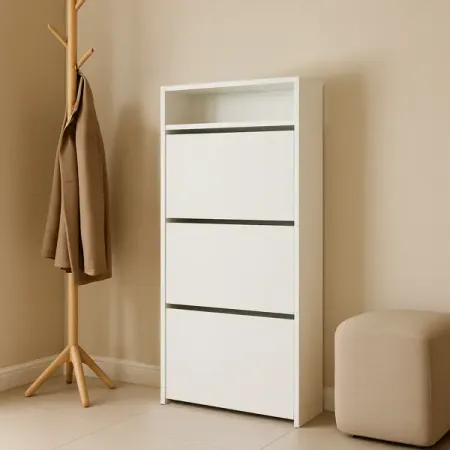 Обувница 50х126.3х17.3 см 3 ящика ЛДСП цвет белый