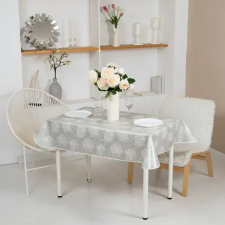 Скатерть Розы 135x160 см цвет серый