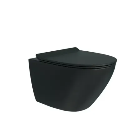 Унитаз подвесной Black Tornado безободковый с сиденьем микролифт цвет черный
