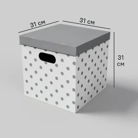 Коробка АПЕ 311G 31x31x31 см картон бело-серый