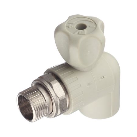 Кран шаровой полипропиленовый FV Plast 25 мм х 3/4 НР(ш) для радиатора с накидной гайкой угловой (А315025000)