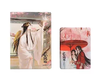 Набор Небожители 2: обложка д/паспорта , картхолдер на телеф (Обложка для паспорта Благословение небожителей Се Лянь с бабочкой (ПВХ бокс) +Чехол для карточек на телефон Благословение небожителей Се Лянь и Хуа Чэн под зонтом)