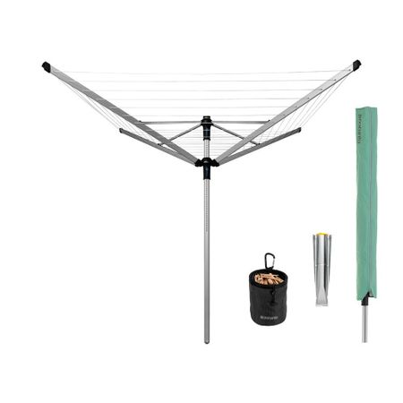 Сушилка для белья напольная Brabantia Lift-O-Matic Advance 50 м 1970х2900х2900 мм с чехлом мешком серая металлик