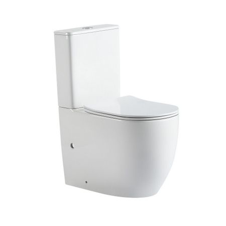 Унитаз-компакт Abber Bequem безободковый с горизонтальным выпуском с сиденьем дюропласт микролифт белый (AC1110T)
