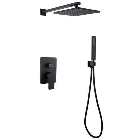 Душевая система Abber Weiss Insel встраиваемая с верхним душем с лейкой черная матовая (AF8018B)