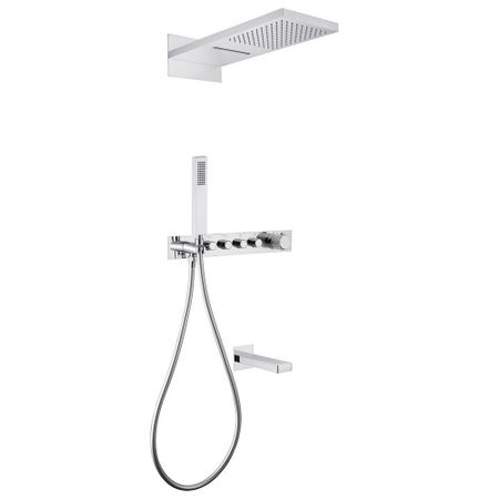 Душевая система Abber Rund встраиваемая с верхним душем с лейкой с изливом хром (AF8753)