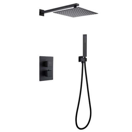 Душевая система Abber Daheim встраиваемая с верхним душем с лейкой черная матовая (AF8251B) термостатический смесителей для душа smesiteli матовый никель