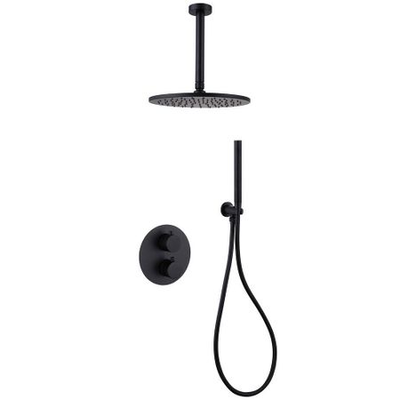 Душевая система Abber Wasser Kreis встраиваемая с верхним душем с лейкой черная матовая (AF8121B) душевая система abber wasser kreis встраиваемая с верхним душем с лейкой со смесителем   af8117