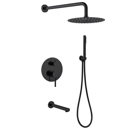 Душевая система Abber Emotion встраиваемая с верхним душем с лейкой со смесителем черная матовая (AF8817B)