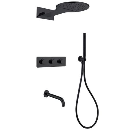 Душевая система Abber Wasser Kreis встраиваемая с верхним душем с лейкой со смесителем черная матовая (AF8150B)