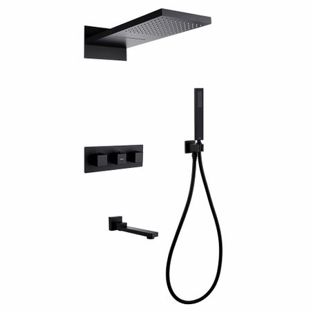Душевая система Abber Daheim встраиваемая с верхним душем с лейкой с изливом черная матовая (AF8253B)